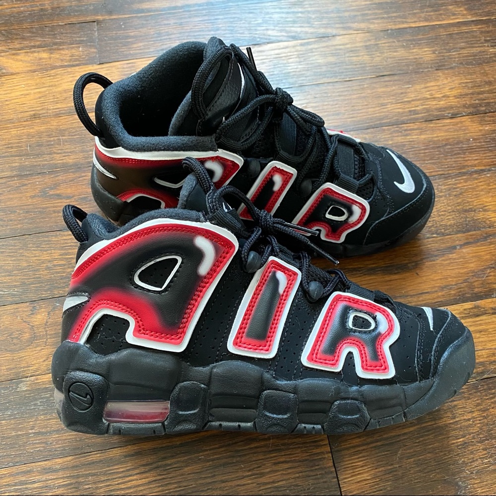 Nike Air More Uptempo black white crimson / red
